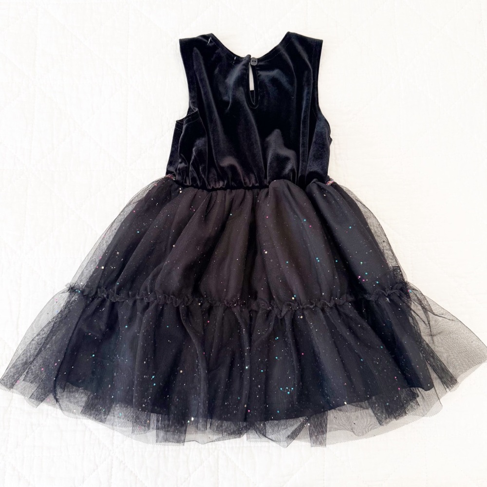 3T Kids Black Sleeveless Dress Sparkle Tulle Skirt - Picture 3 of 3